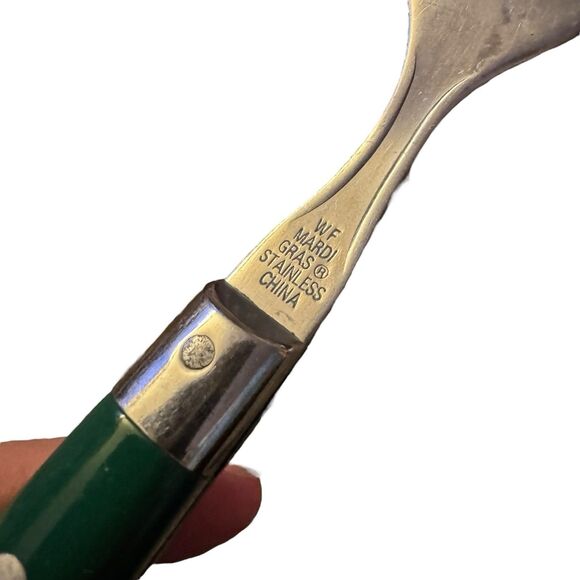 WF Washington Forge Mardi Gras Flatware Green MCM Stainless 6-Piece Fork Knife - Picture 13 of 13